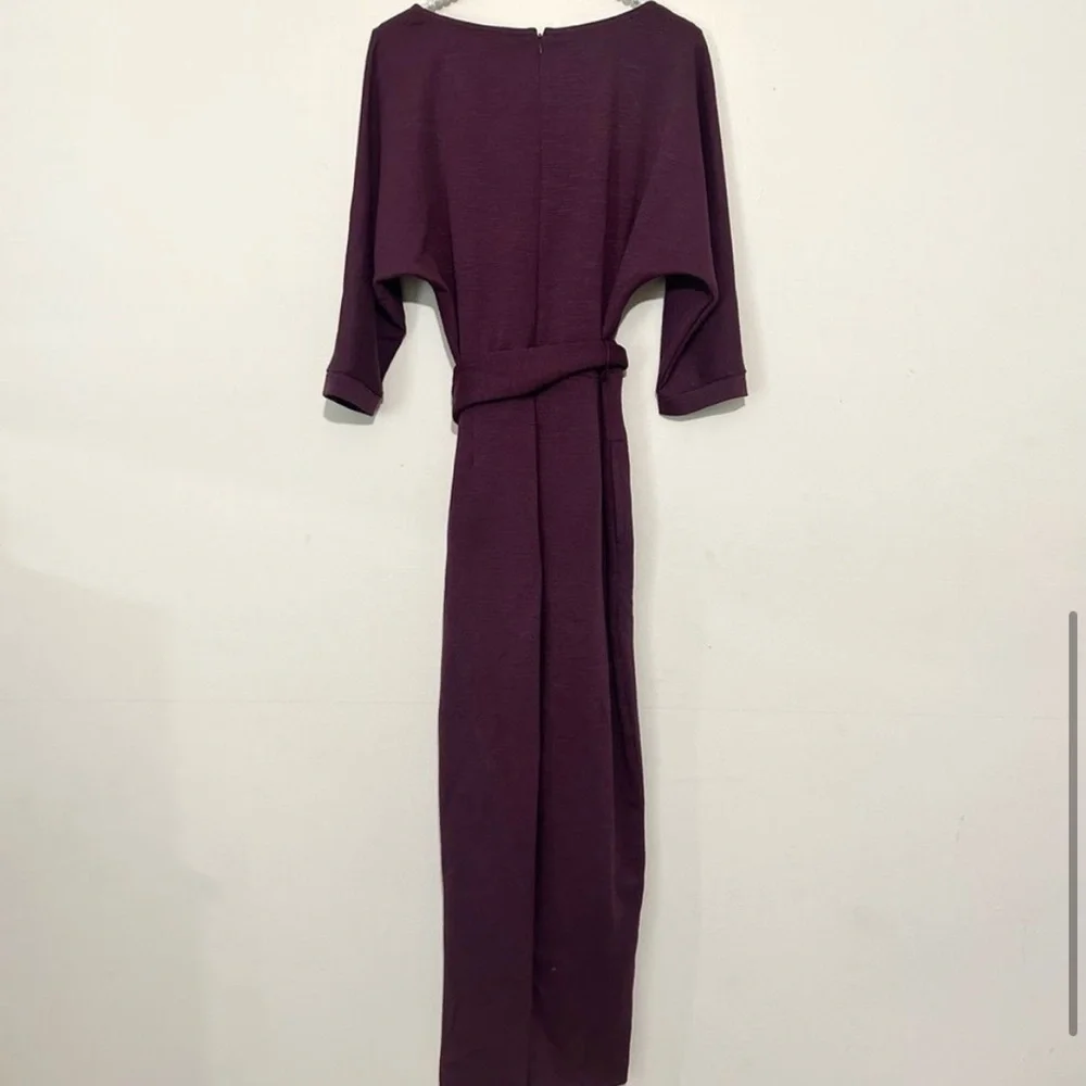 Anthropologie Ponte Sutton Berry Purple 3/4 Sleeve Tapered Leg Jumpsuit SZ XS